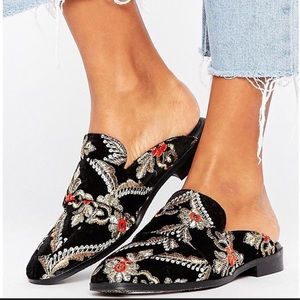 Free People embroidered brocade mules, 7.5 (39)